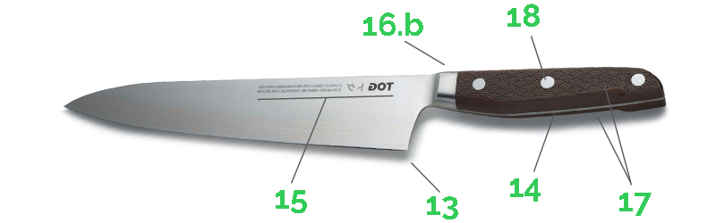 Popis částí nože 2
