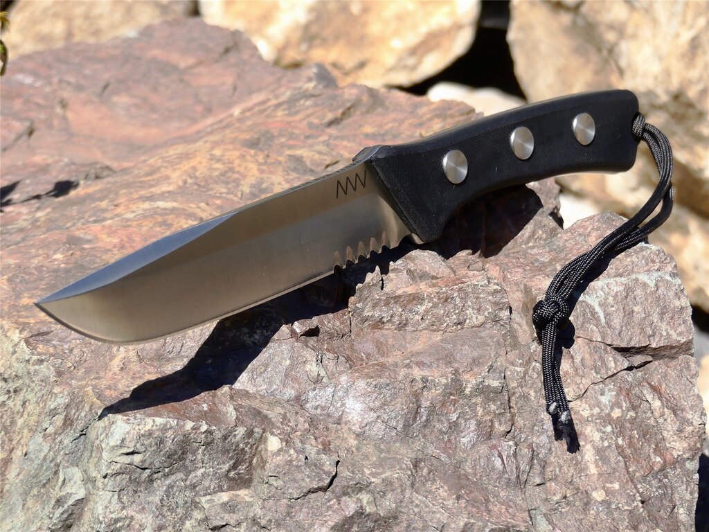 Nůž s pevnou čepelí ANV® P400 s kombinovaným ostřím - Satin, pouzdro Kydex®